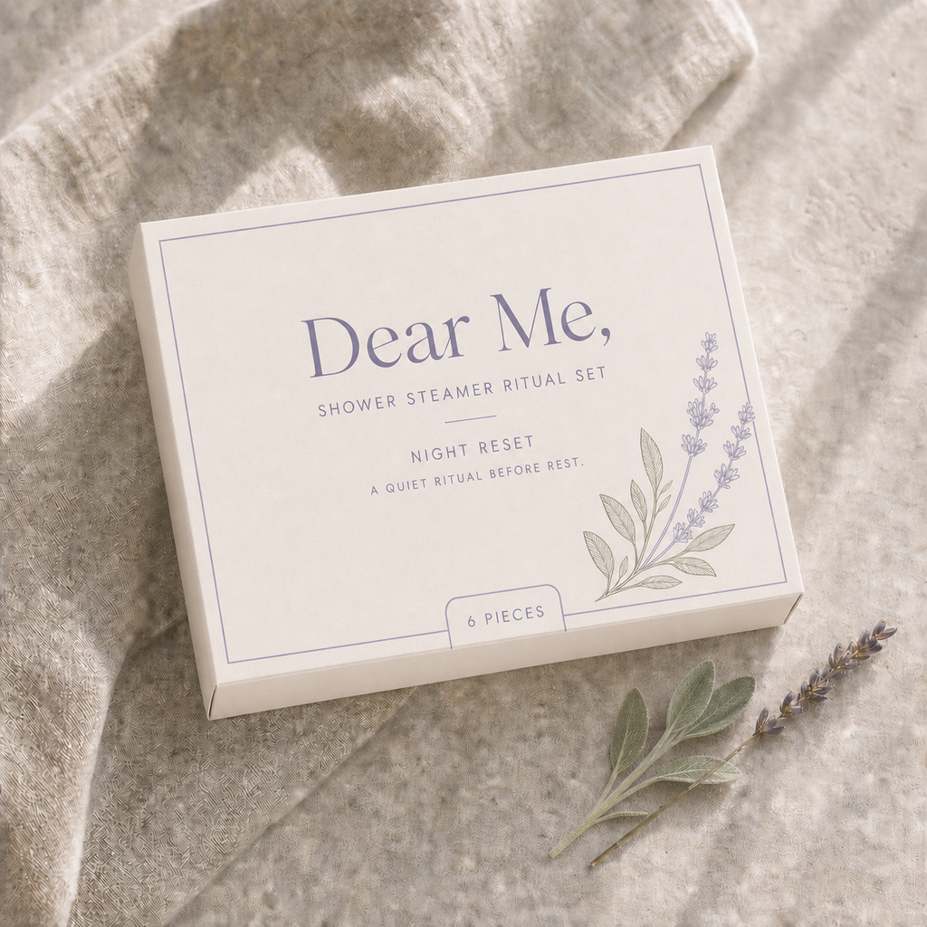 Dear Me, NIGHT RESET six-piece shower steamer gift set with lavender and sage
