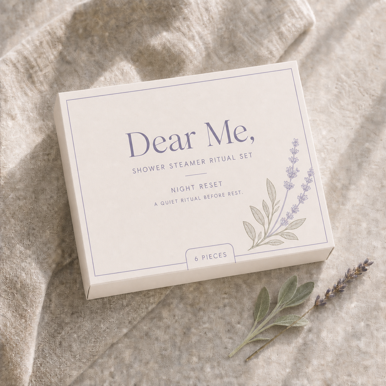 Dear Me, NIGHT RESET six-piece shower steamer gift set with lavender and sage